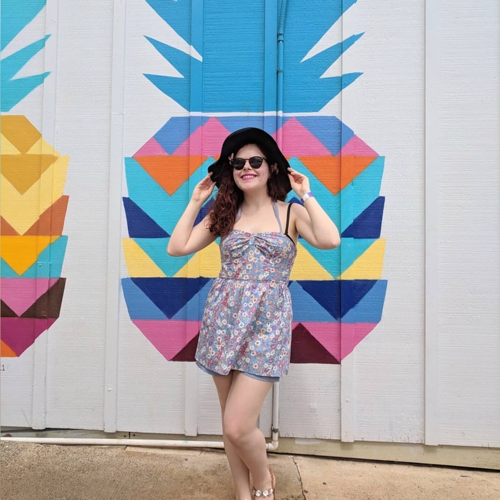 Pins & Needles Floral Blue Romper